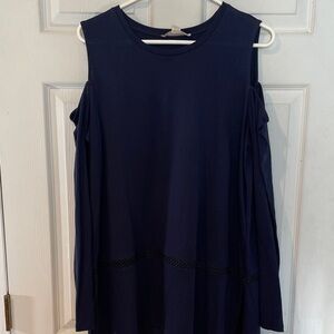 Michael Kors Size XL Navy Cold Shoulder Blouse